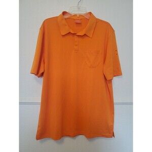 KLVN Golf Tech Polo Shirt Men's Size XL Orange Collared Front Pocket Snap Button